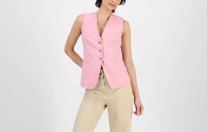 BOSS Orange Women's V-Neck Sleeveless Button-Front Vest MSRP $298