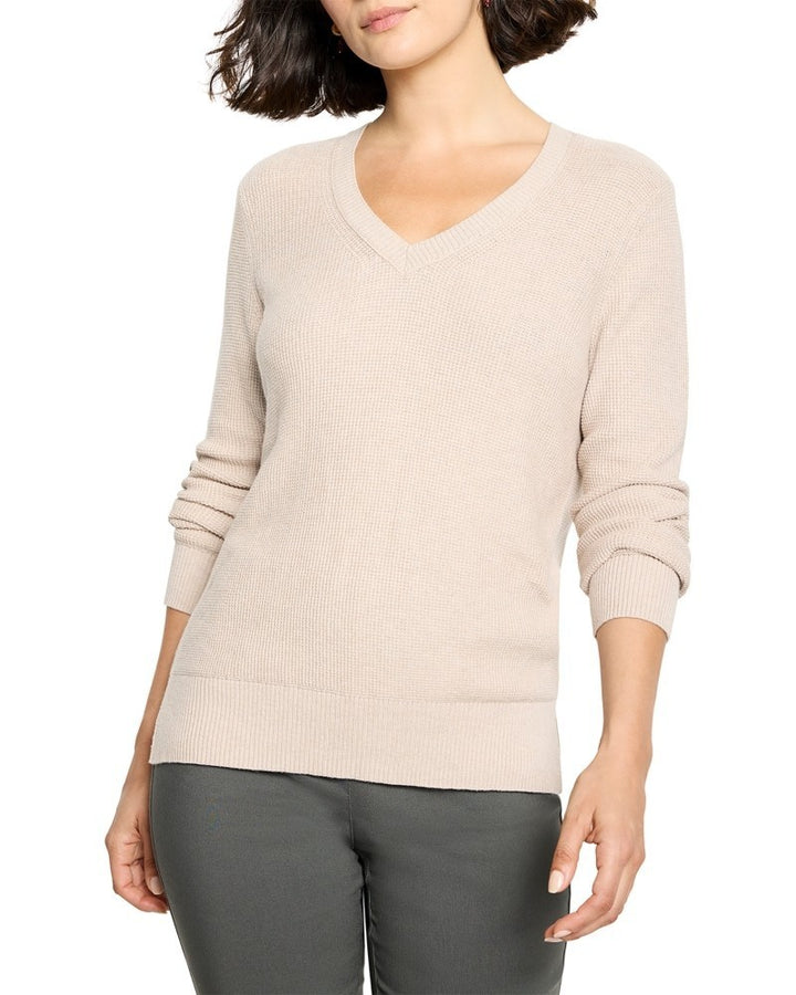 NIC+ZOE Waffle Stitch V Neck Sweater MSRP $138