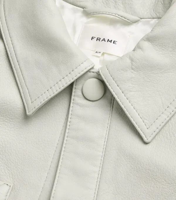 FRAME The Button Front Leather Jacket MSRP $1498