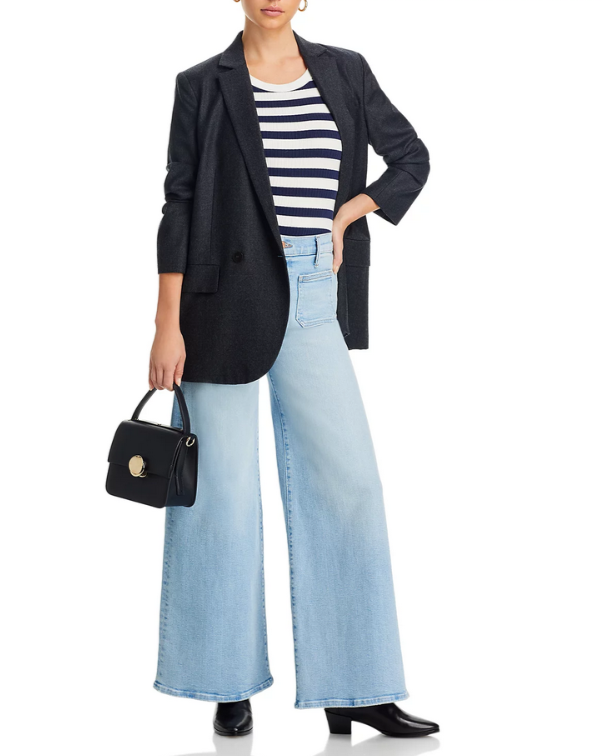 MOTHER The Lil' Petite Patch Pocket Undercover High Rise Wide Leg Jeans $248