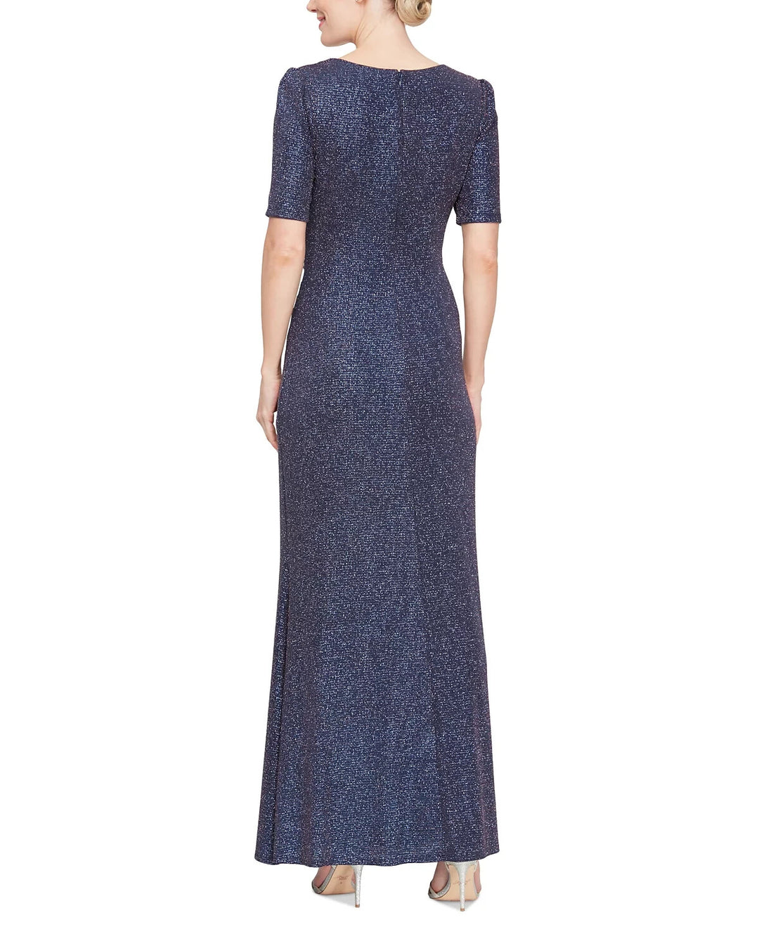Alex Evenings Metallic Elbow-Sleeve Gown MSRP $199