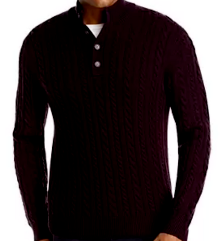 The Men's Store Half-Button Cable Sweater