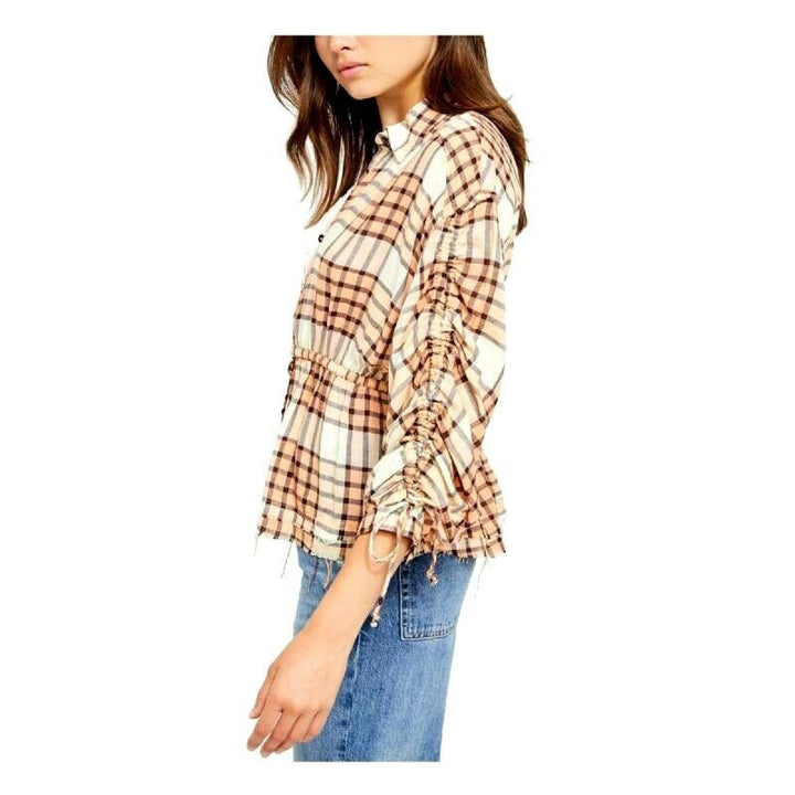Free People Pacific Dawn Drawstring Plaid Shirt