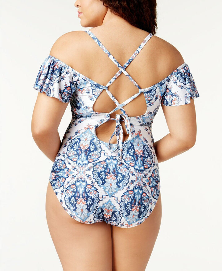 Becca ETC Plus Size Off-The-Shoulder One-Piece Swimsuit