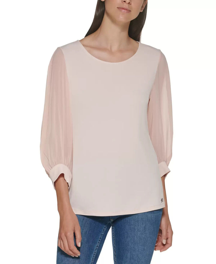 Calvin Klein 3/4 Chiffon Sleeve Blouse