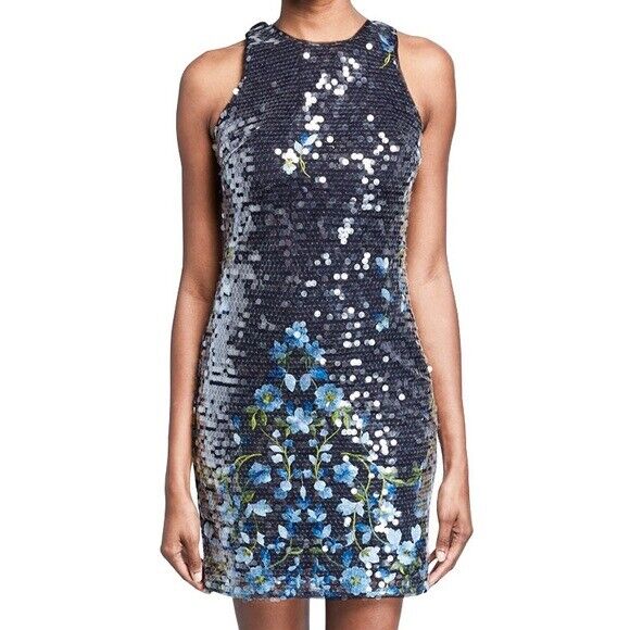 Aidan by Aidan Mattox Sequined Embroidered Dress