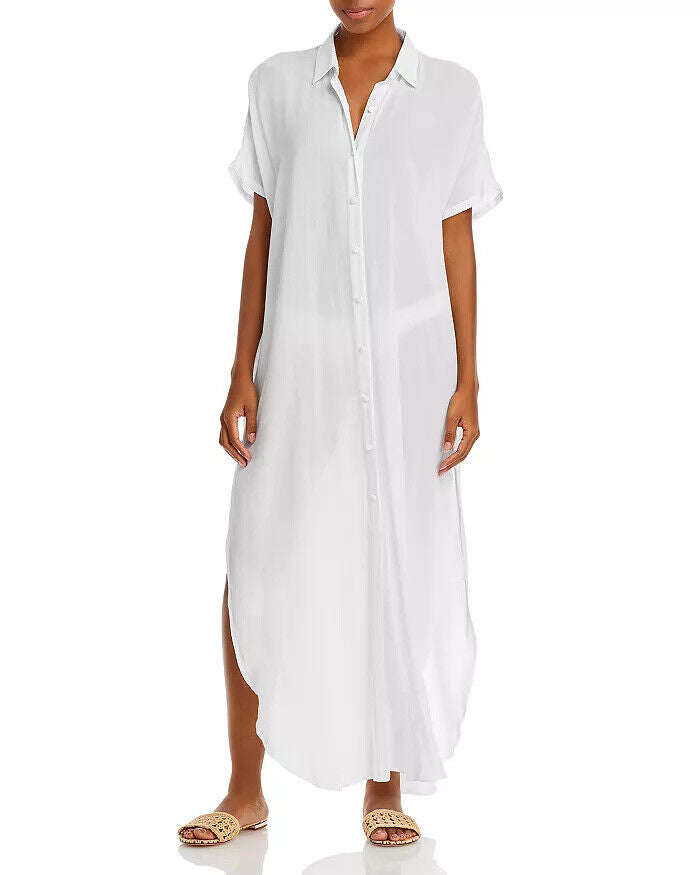 AQUA Swim Button Front Maxi Swim Cover-Up