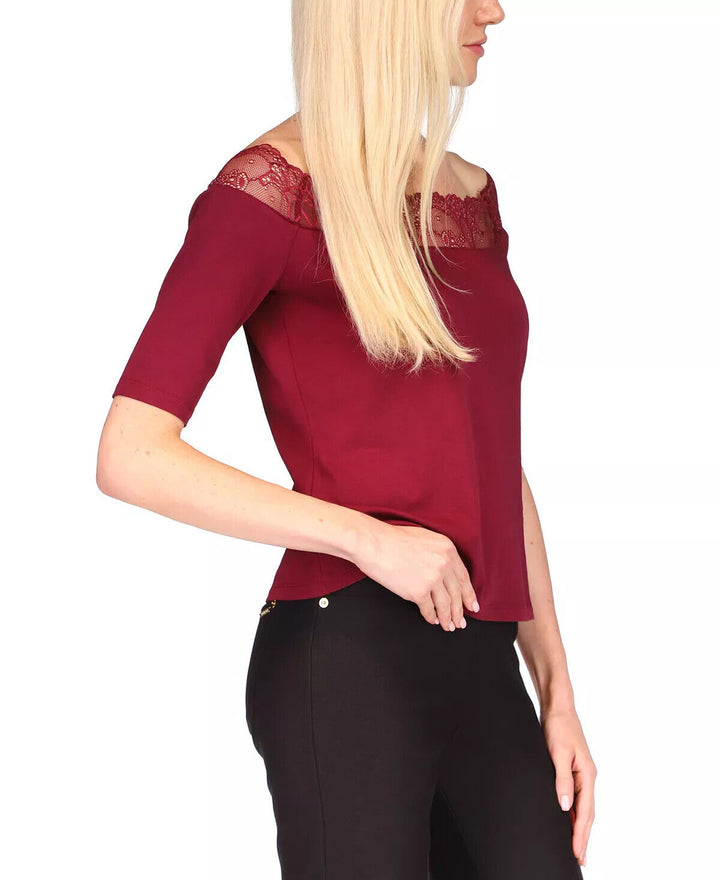 MICHAEL Michael Kors Petite Lace-Trim Off-The-Shoulder Top