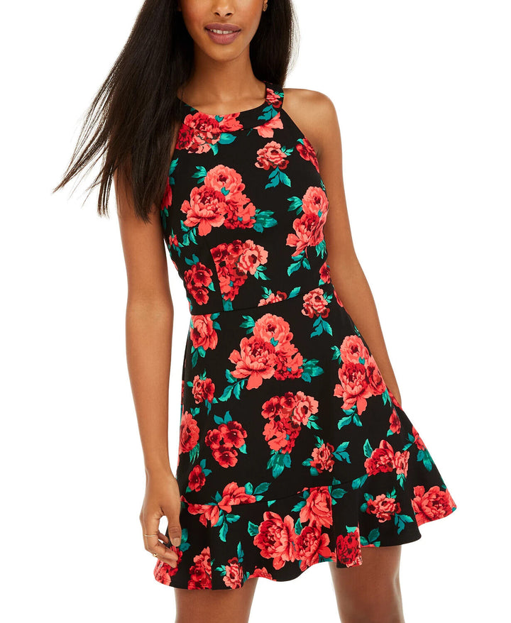 BCX Juniors' Floral-Print Flounce Dress