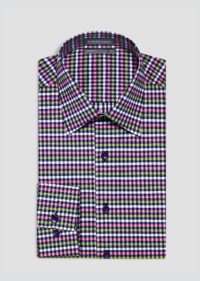 Vardama Vaux Gingham Regular Fit Dress Shirt