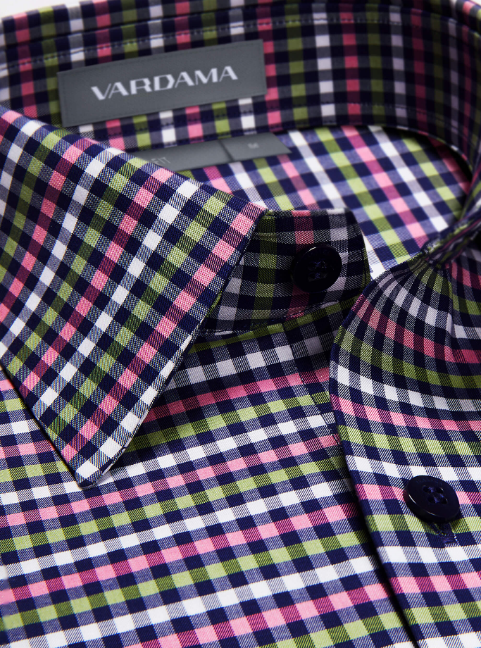 Vardama Vaux Gingham Regular Fit Dress Shirt