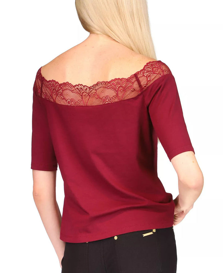 MICHAEL Michael Kors Petite Lace-Trim Off-The-Shoulder Top