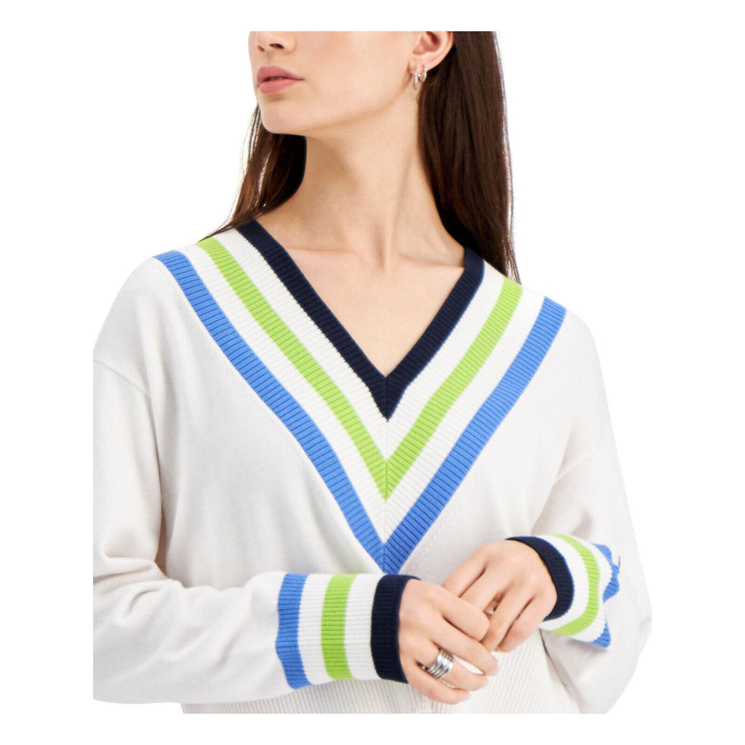 Tommy Hilfiger Striped-Trim Cropped Sweater