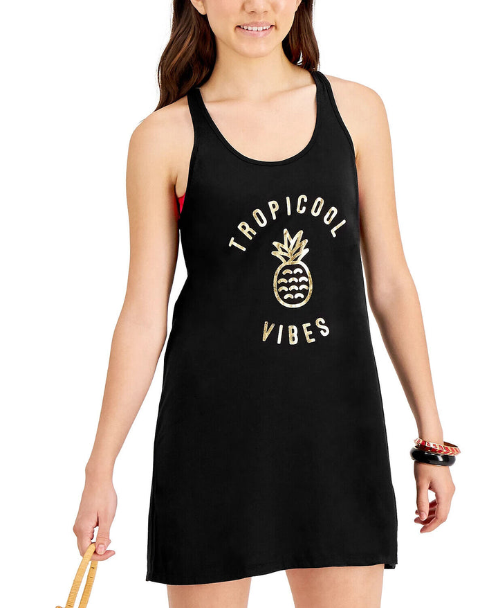 Miken Juniors' Graphic-Print Cotton Cover-Up Dress