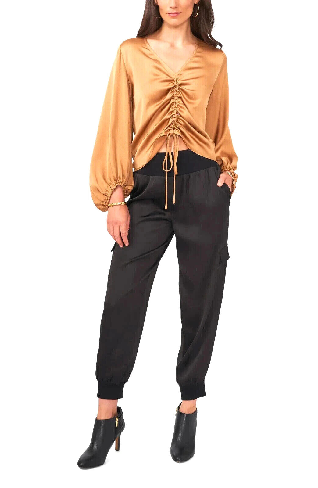 Vince Camuto Ruched Front Crepe Blouse