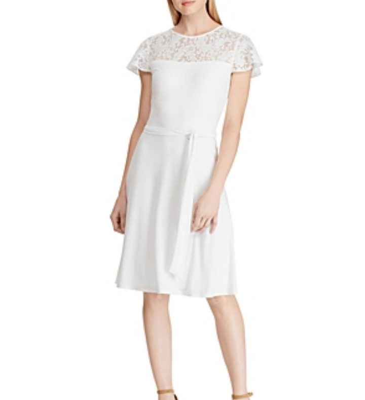 Lauren Ralph Lauren Petites Lace-Inset Dress