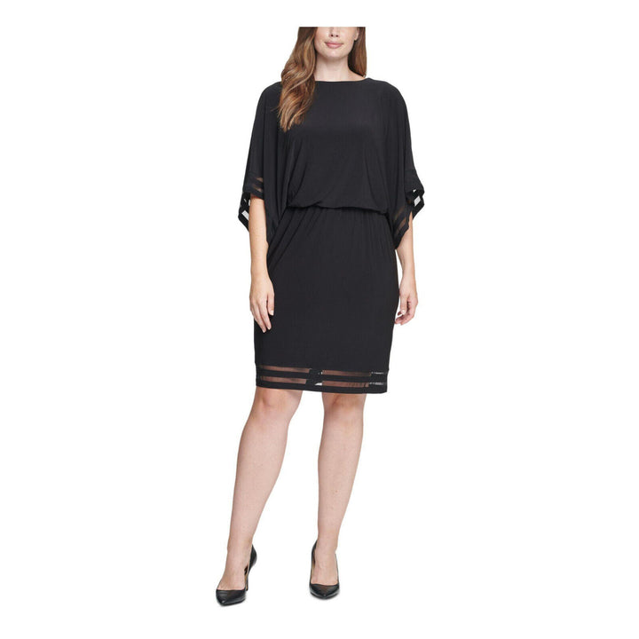 Jessica Howard Plus Size Illusion-Trim Blouson Dress