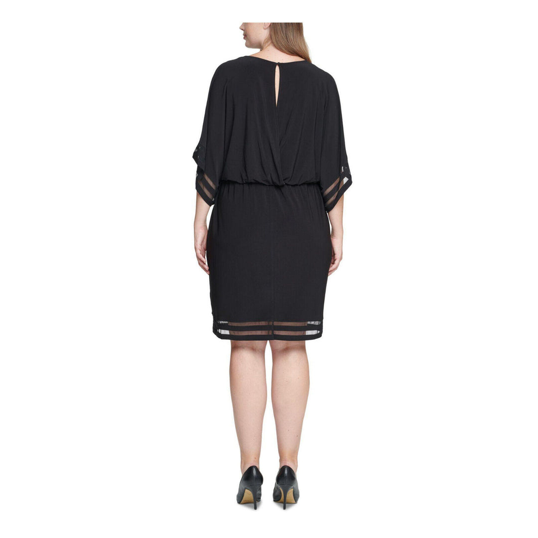 Jessica Howard Plus Size Illusion-Trim Blouson Dress