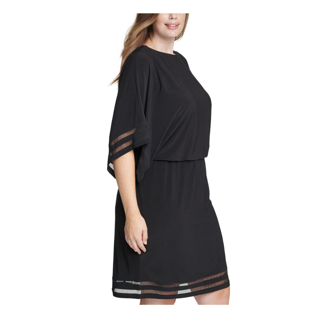 Jessica Howard Plus Size Illusion-Trim Blouson Dress