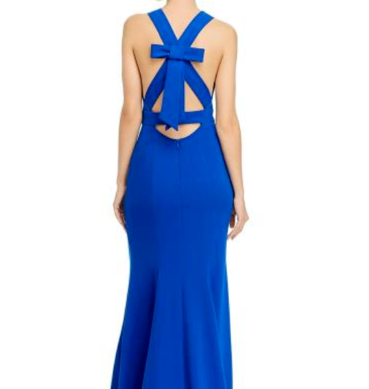 Aqua Crepe Bow-Back Gown