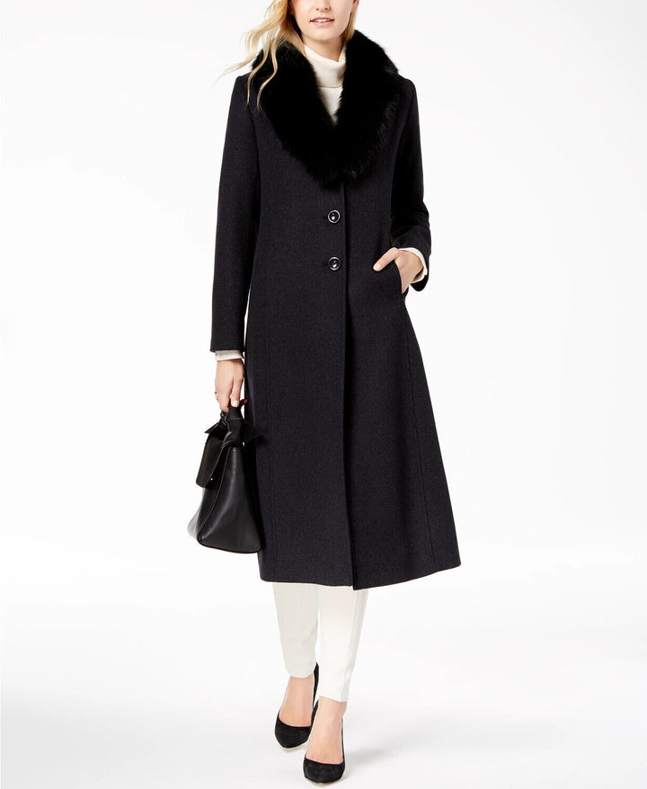 Forecaster Fox Fur-Collar Maxi Coat