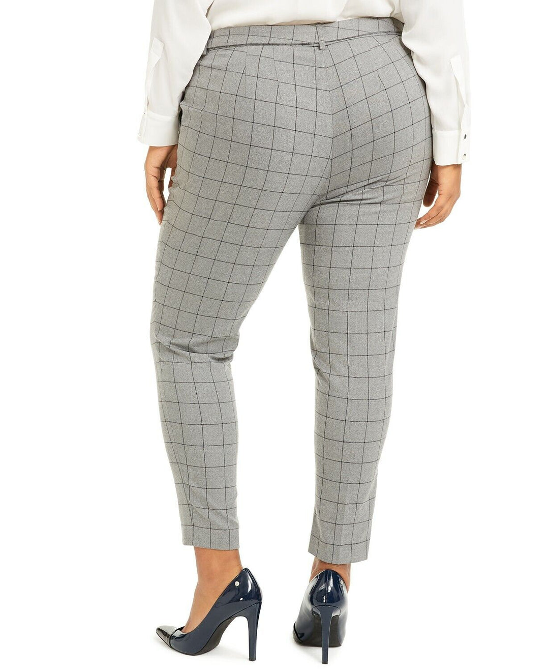 Calvin Klein Windowpane-Print Belted Pants