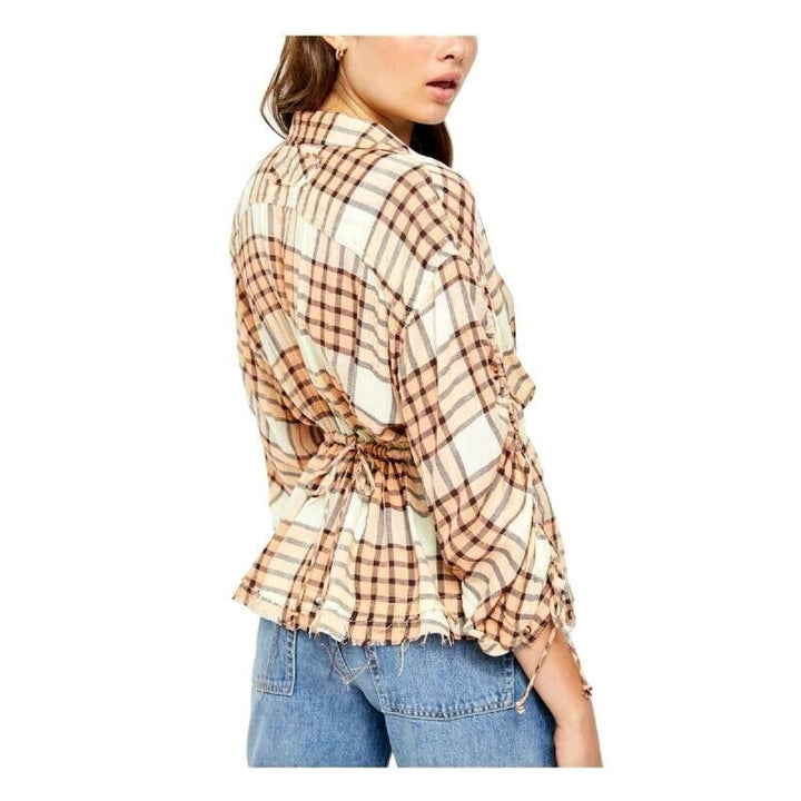 Free People Pacific Dawn Drawstring Plaid Shirt