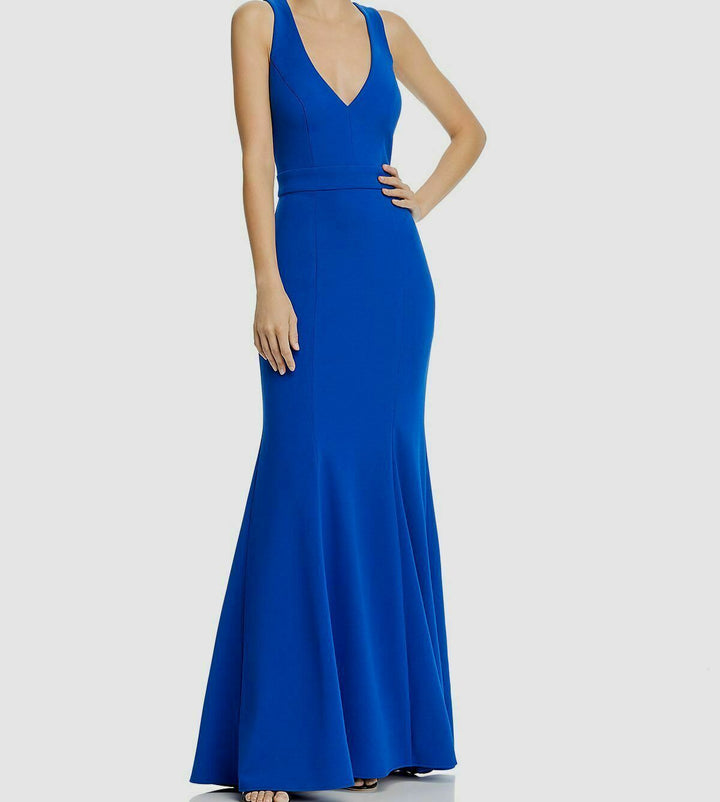 Aqua Crepe Bow-Back Gown