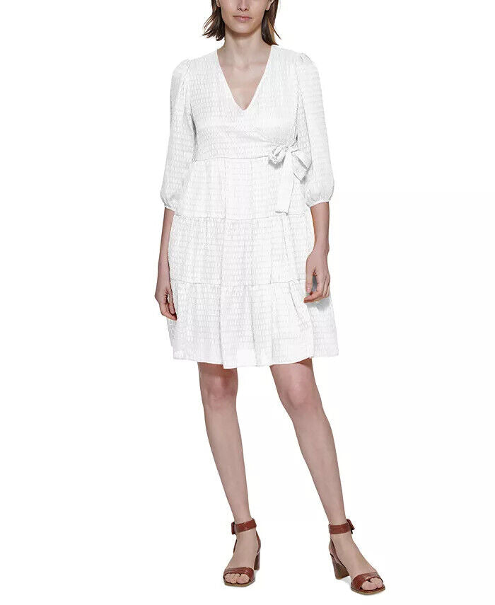 Calvin Klein Faux-Wrap A-Line Dress