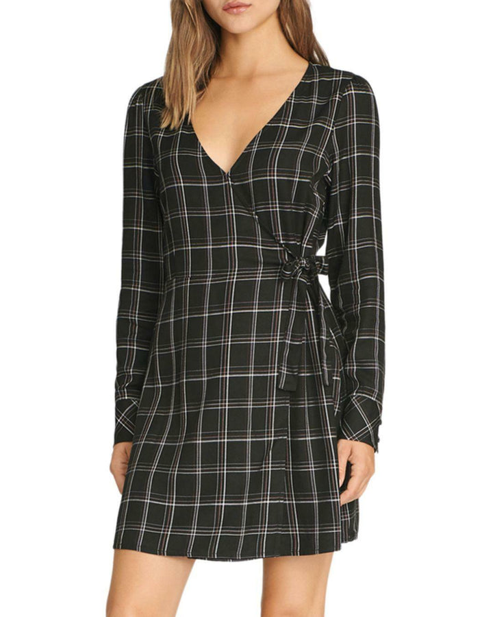 Sanctuary Upbeat Plaid Faux-Wrap Dress