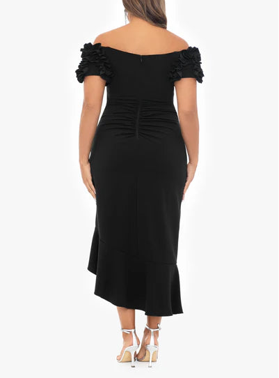 Xscape Off-the-Shoulder Scuba Crepe Midi Dress