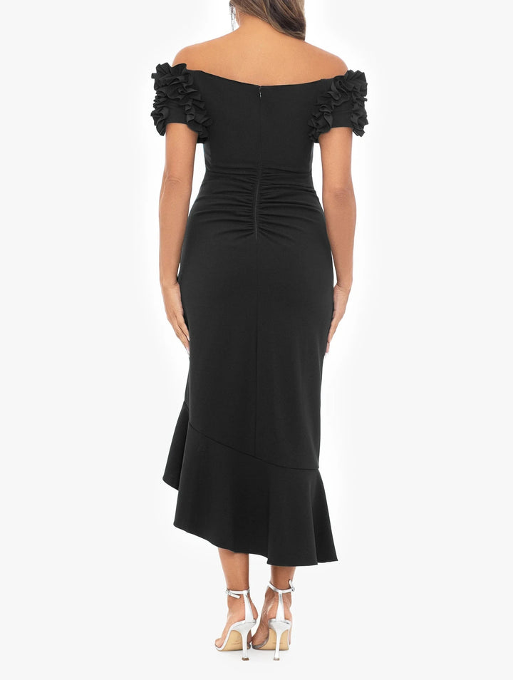 Xscape Loretta Off the Shoulder Ruffle Sleeve Midi Dress
