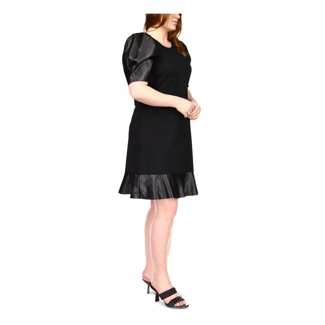 MICHAEL Michael Kors Plus Size Faux Leather Puff-Sleeve Dress