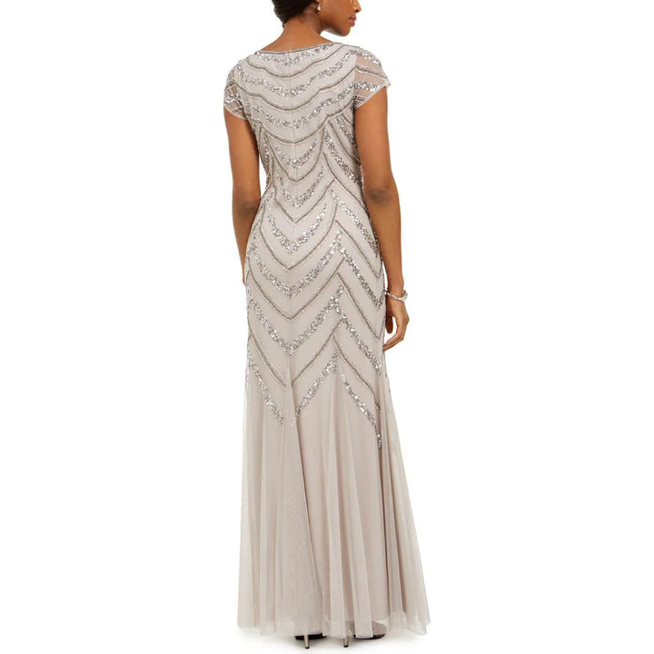Adrianna Papell Embellished Godet-Inset Gown