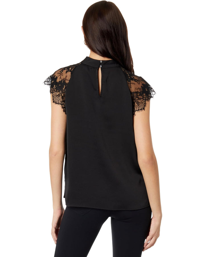 Vince Camuto Mock Neck Lace Sleeve Blouse