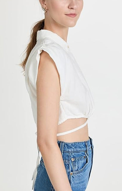DL1961 Ines Tie Waist Crop Shirt