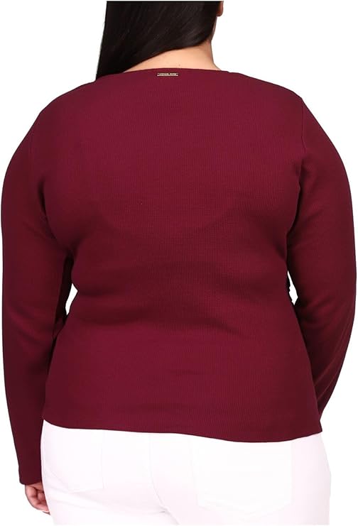 MICHAEL MICHAEL KORS Plus Size Faux-Wrap Waffle-Knit Top