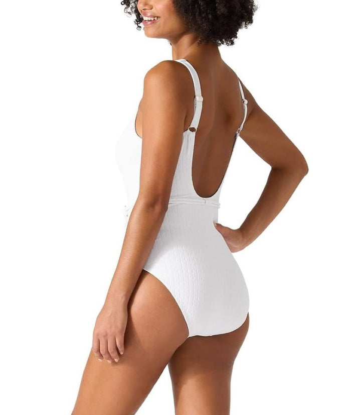 Tommy Bahama Cable Beach High Neck Belted One Piece Swimsuit