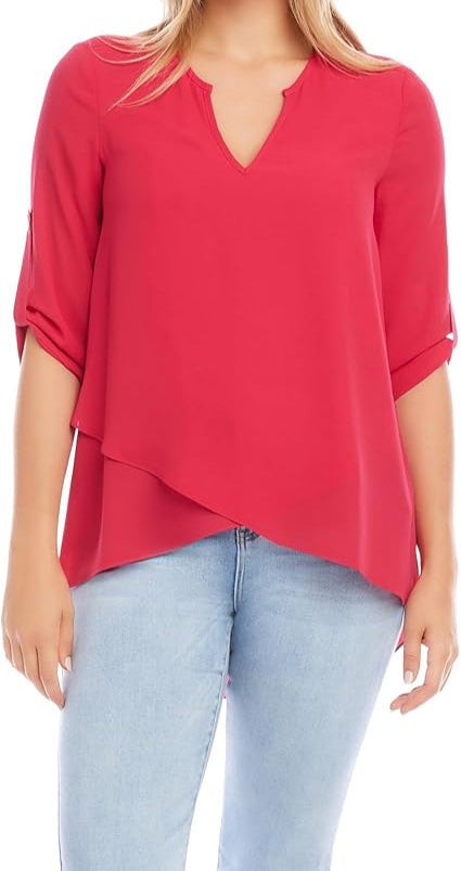 Karen Kane Asymmetric Hem Wrap Top