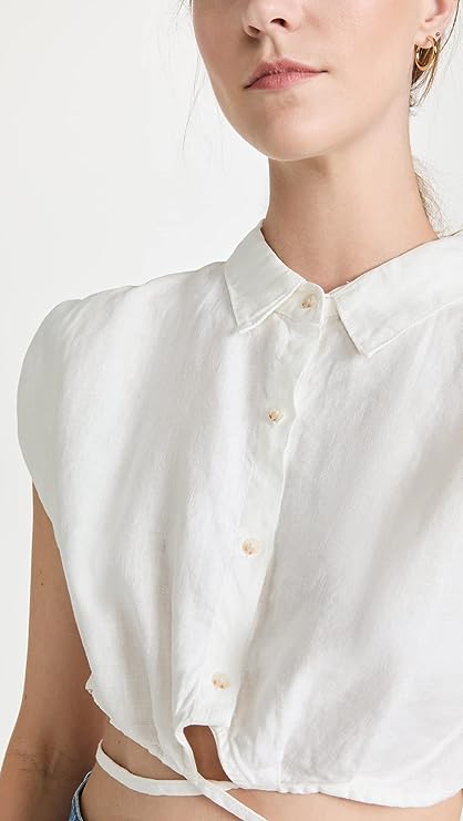 DL1961 Ines Tie Waist Crop Shirt