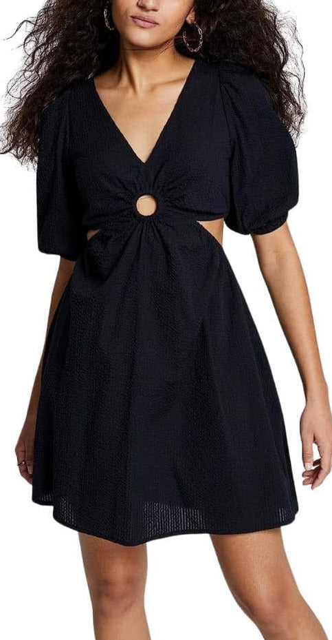 And Now This Women's Keyhole Cotton Mini Dress