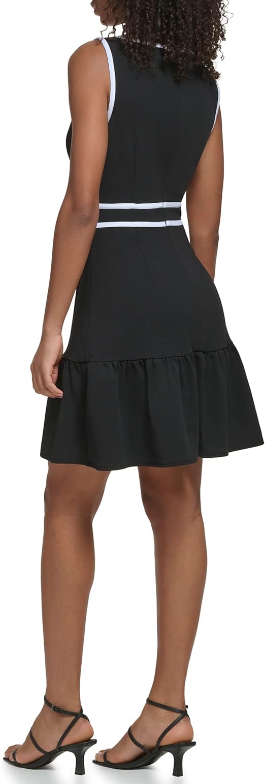 KARL LAGERFELD PARIS Women's Contrast-Trim A-Line Dress