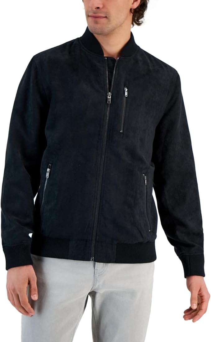 Alfani MEN's Perforated Bomber Jacket