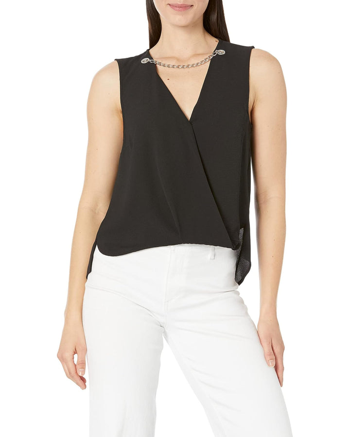 MICHAEL Michael Kors Crepe Chain Faux-Wrap Top