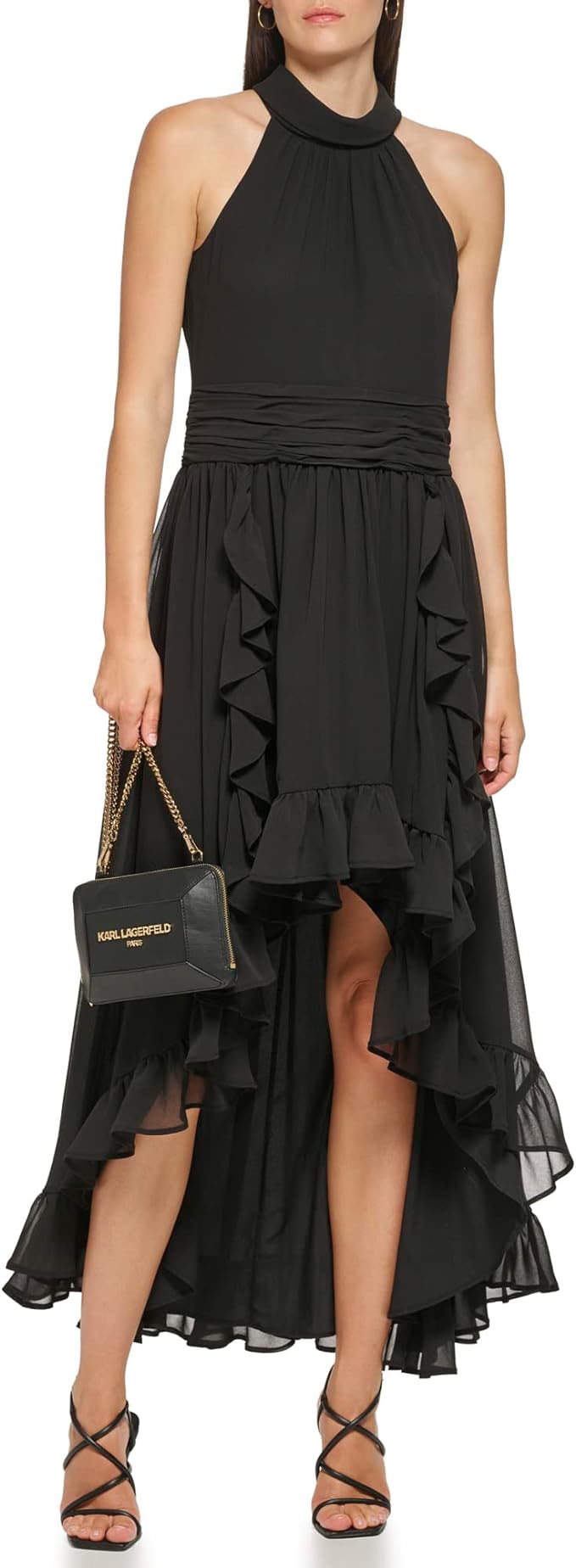 KARL LAGERFELD PARIS Ruffled High Low Dress