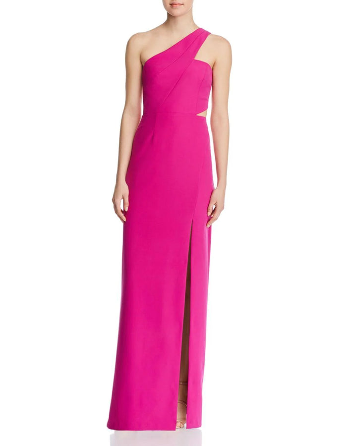 Aidan by Aidan Mattox One-Shoulder Crepe Cutout Gown