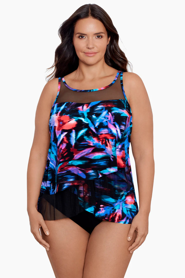 Miraclesuit Plus Size Mirage Tankini Top in Fuego Floral