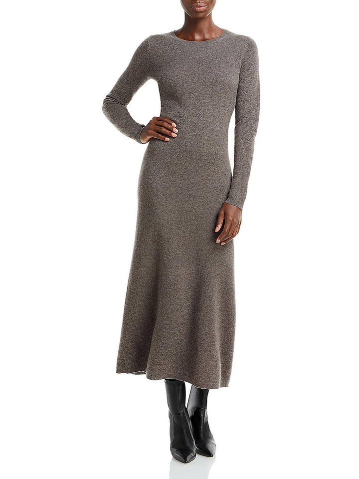 AQUA Cashmere Tie Waist Cashmere Midi Dress