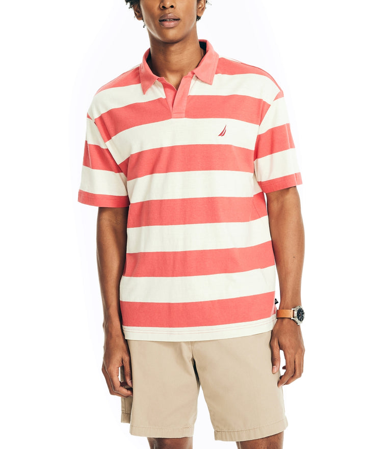 Nautica MEN Sustainably Crafted Hemp Blend Striped Polo