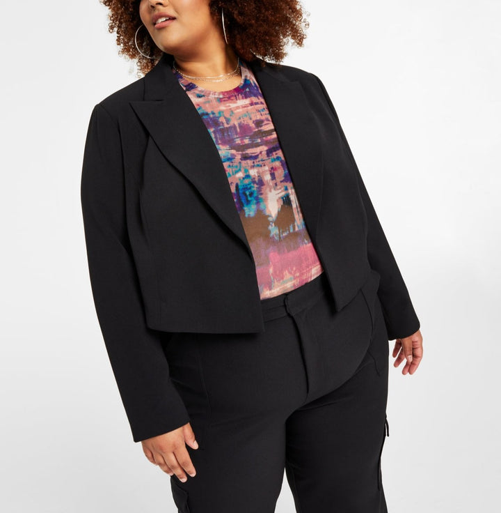 Nina Parker Cropped Open-Front Blazer